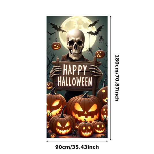 Happy Halloween Celebration Party Decoration Horror Skeleton Spooky Banner For Haunted House Door Cover Home Halloween Lining