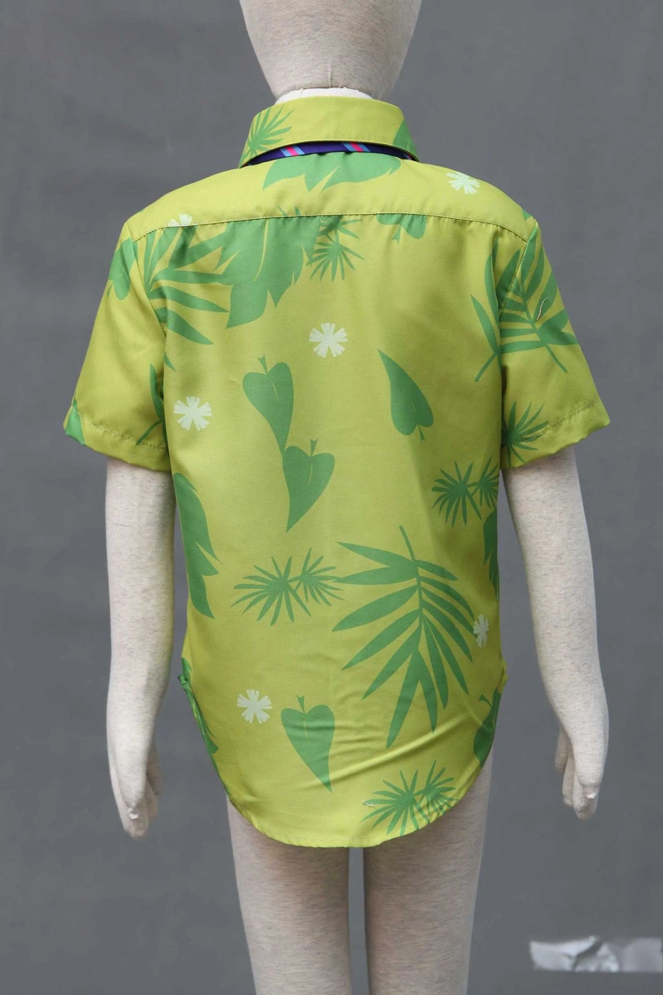 Fox Nick Wilde Cosplay Shirt With Tie Men Halloween Green Leaves Printed Summer Casual T-shirt and Necktie