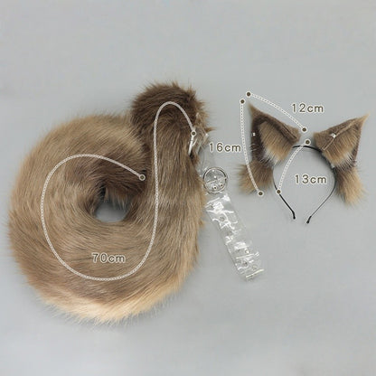 New Halloween Animal Squirrel Ears Headband Night Club Cosplay Tail Party Costume Simulation Cute Dog Tail Set