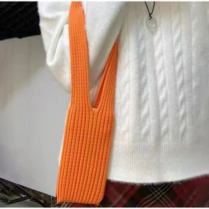 Knitted Phone Bag Scarf Style Unisex Crossbody Shoulder Phone Pouch Colorful Portable Slim Pocket Casual Phone Storage Accessory