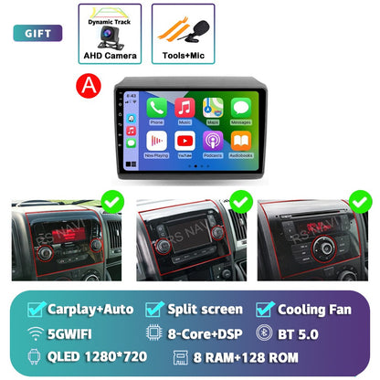 Android 15 Car Radio For Fiat Ducato Peugeot Boxer Citroen Jumper 2006 -2022 Wireless Carplay multimedia Android Auto 4G