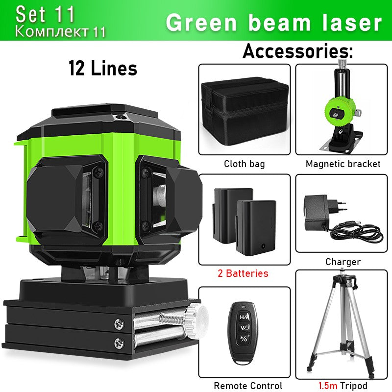 Nível a Laser Clubiona 16/12 Linhas linha verde Autonivelante 360 Horizontal e Vertical Nível a Laser de Feixe Verde Super Potente