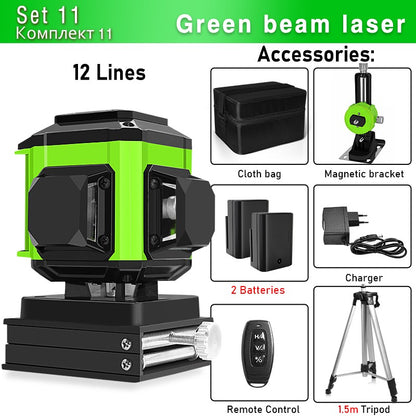 Nível a Laser Clubiona 16/12 Linhas linha verde Autonivelante 360 Horizontal e Vertical Nível a Laser de Feixe Verde Super Potente