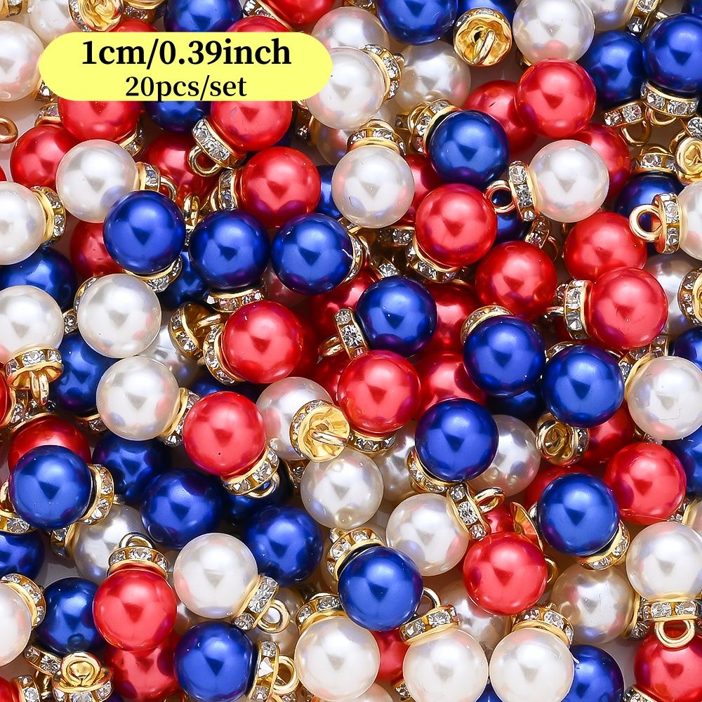 20pcs/set Shiny CCB Christmas Beads Pendant Classic Golden Rhinestone Spacer Beads For Earrings  Making Fashion Accessories