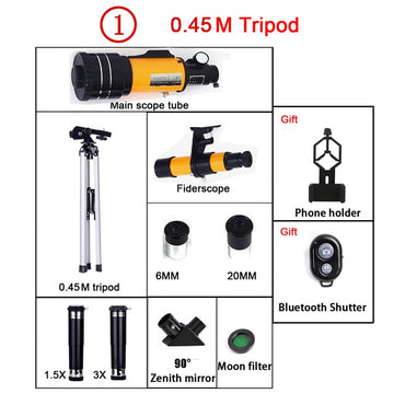 F30070M Telescópio Astronômico Profissional AZM70300 HD de Alta Potência com Tripé Portátil Zoom de 150x Visão Noturna da Lua e Estrelas