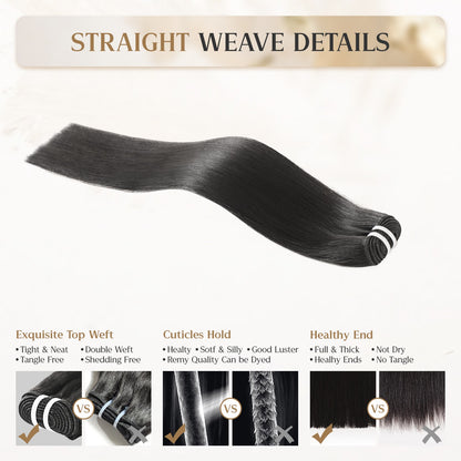 Wacur 12A cabelo liso natural cru trançado 12-30 polegadas preto natural 100% Remy hair extensions para cabelos virgens para mulheres