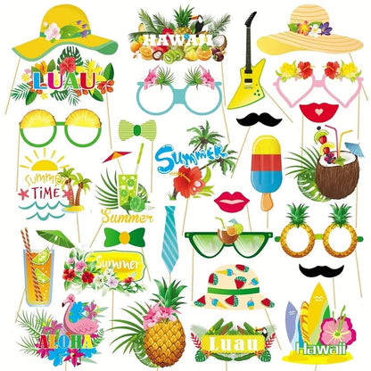 29 piece set of Hawaiian photography props for summer beach parties and tropical themed photography