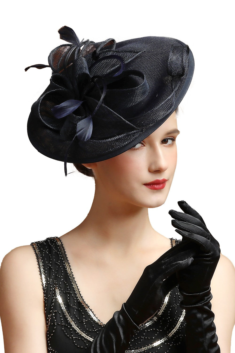 Grande Chapéu Fascinator Sinamay em Promoção Quente Chique Colorido Kentucky Derby Hat Chapéu de Chá com Flores Adorno de Cabeça Feminino Cartola Chapéu de Igreja