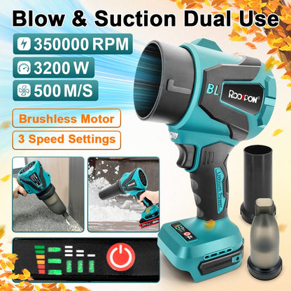 Sopradores Elétricos Turbo de 3 Velocidades, Sem Escovas, Sem Fio, Soprador de Ar Elétrico Portátil, Ferramentas de Soprador de Pó para Bateria Makita (Sem Bateria)