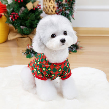 Roupas de Natal para Cachorros Roupas Macias para Gatos Camiseta Fofa de Árvore de Natal Roupa para Pets para Ano Novo Roupas Quentes Fantasia Yorkies