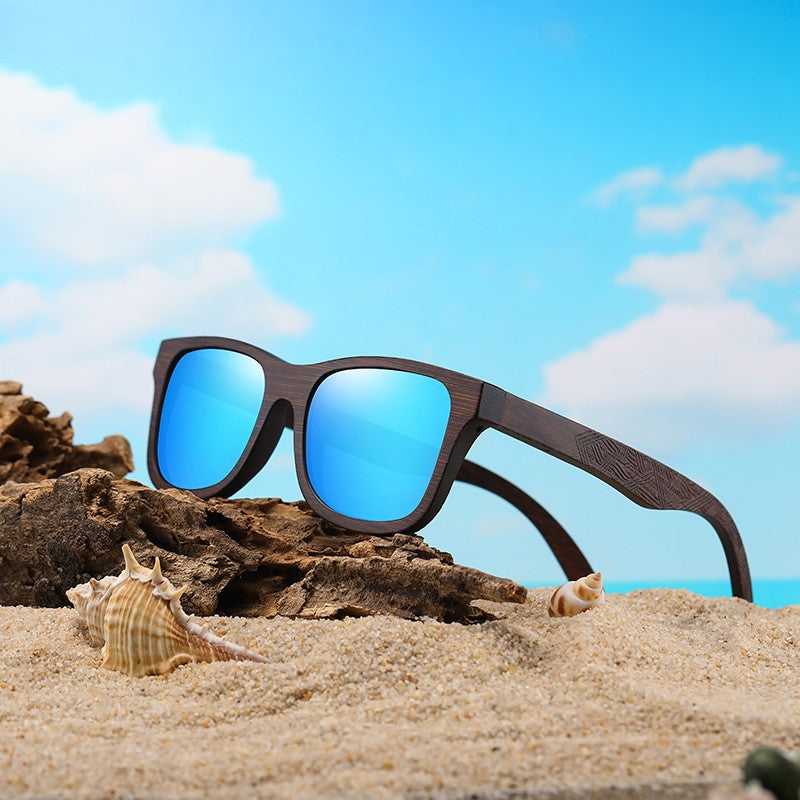 Óculos De Sol GM De Madeira De Bambu Natural Feitos À Mão Polarizados Lentes Com Revestimento Espelhado Com Caixa De Presente