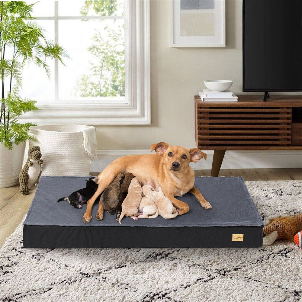 Cama Ortopédica Grande para Cães, Almofada Impermeável para Animais de Estimação, Colchão para Animais de Estimação 2 em 1, Cama de Caixa para Cães com Capa Removível e Lavável, Uso Interno e Externo