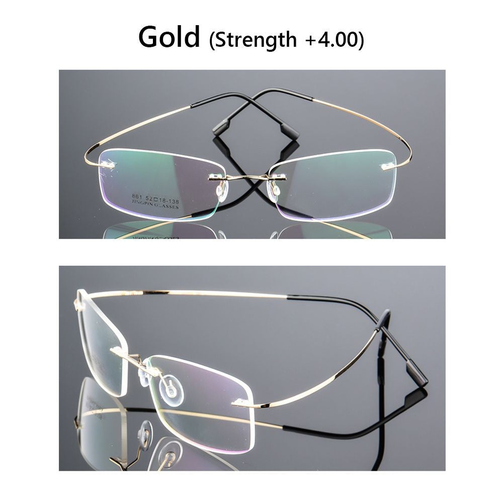Ultralight TR90 Memory Titanium Rimless Reading Glasses Men&Women Presbyopic Eyeglasses +1.0 +1.5 +2.0 to+3.5 +4.0