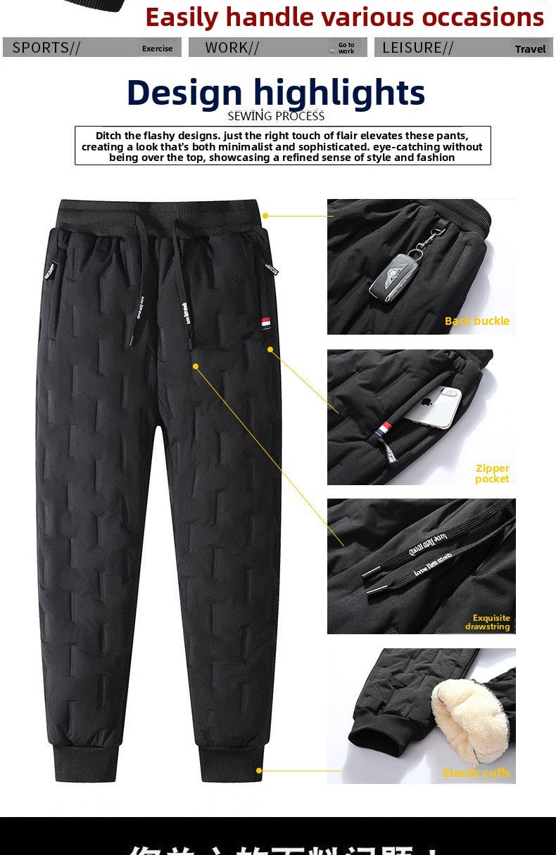 Men's Cargo Trousers Man Pants Plus Sweatpants Large Size Winter Warm Fleece Outer Y2k Alo Black Wear Thickened Baggy