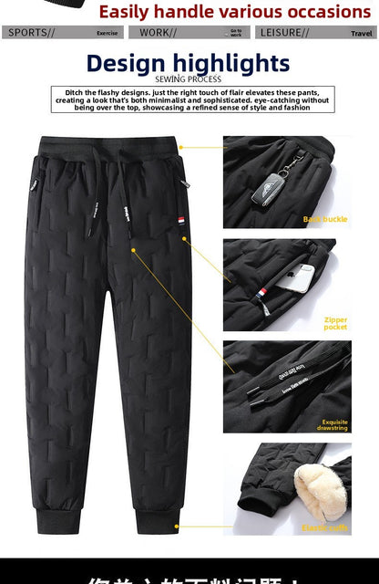 Men's Cargo Trousers Man Pants Plus Sweatpants Large Size Winter Warm Fleece Outer Y2k Alo Black Wear Thickened Baggy