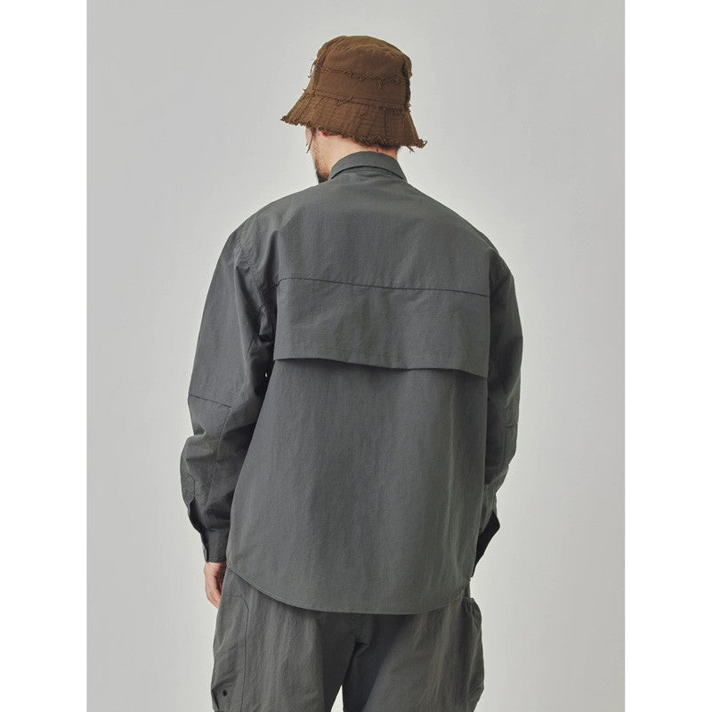 Men Outdoor Waterproof Quick Dry Lightweight Tack Techwear Cargo Shirts Man Streetwear Loose Casual Long Sleeve Oversize Shirt