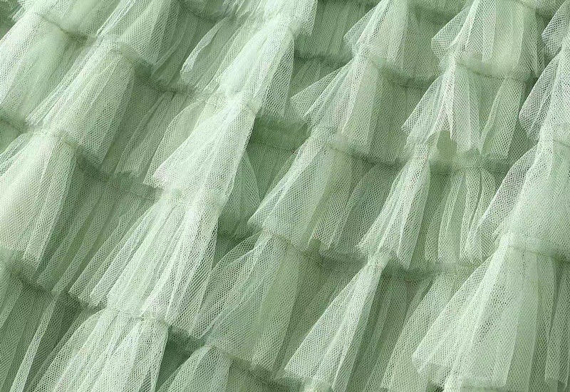 HOT Solid Multilayer Ruffle Mesh Skirt Women Boho High Waist Long Maxi Tulle Skirt Spring Summer Party Women's Clothing