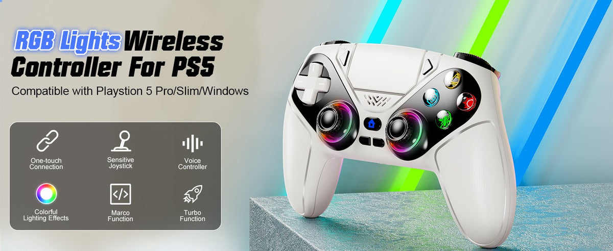 RGB Wireless Gamepad,For Playstation 5/PS5 Controller,With Turbo Dual Sense Vibrate Programming 3D Gaming Controller Console