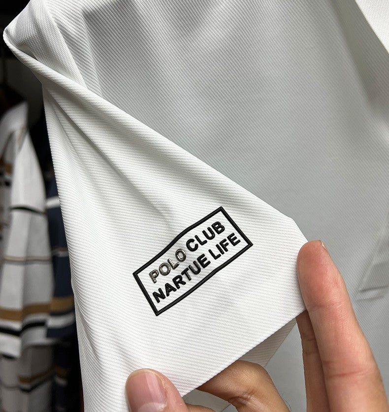 High End Brand New Summer Solid Color Silk Cotton High-quality Short Sleeved Polo Men's Fashionable Business Seamless Casual Top
