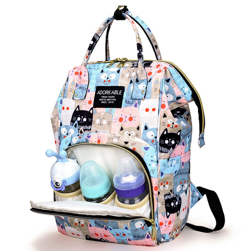 Large Capacity Mommy Bottle Insulated Storage Bag Diaper Storage Bag Cartoon Fashion Backpack Large Capacity Travel Bag New
