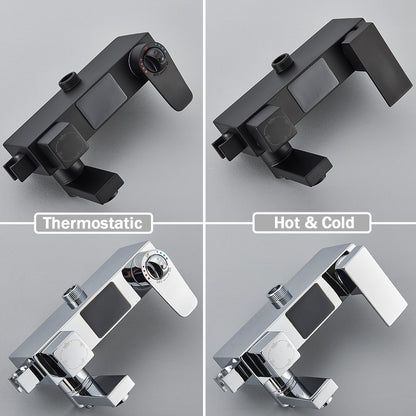 Black Digital Display Thermostatic Shower Faucet Bathroom Thermostatic 4 ways Rainfall Shower Mixer Tap,Shelf and Bidet Faucets