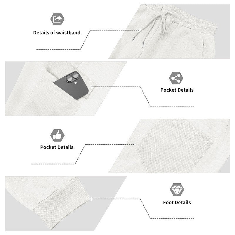 Men's Clothing  Pants Autumn Winter Fashion Casual Heavyweight Small Check Loose Jogger Sweatpants Waffles