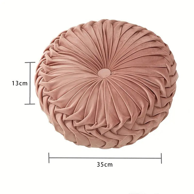 Velvet Pumpkin Pillow Backrest Lumbar Support Cushion Soft Round Solid Color Suitable for Sofa Bed Floor Office Chair
