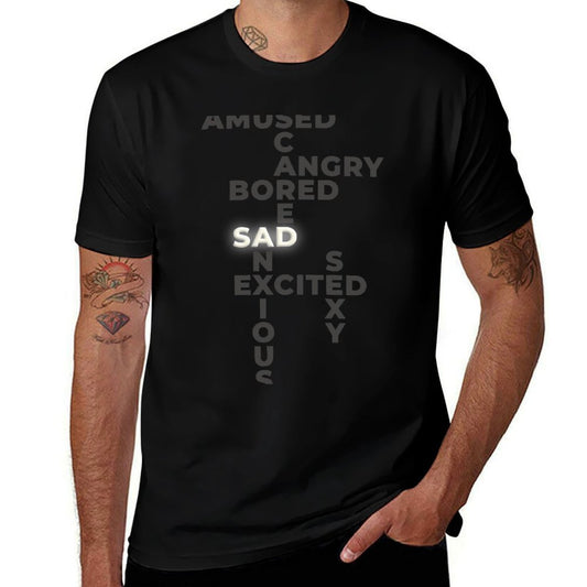 “Sad” - Giggles’ Mood Shirt (Black) - Westworld Season 3 T-Shirt t shirt man plain cotton t shirts man 100% T-Shirt