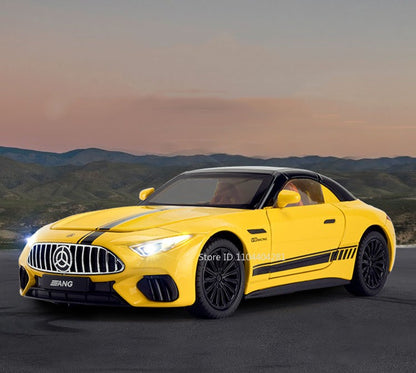 Miniatura de Carro de Brinquedo SL63 G800 na Escala 1:22, Veículos de Liga Fundida, Direção nas Rodas Dianteiras, Som, Luz, Fricção, Modelos para Presente Adulto