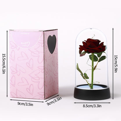 Eternal Rose Flowers Artificial Foil Flower in Glass Glow Immortal Flower LED Roses Lamp Flores Eternas Christmas Lover Gift