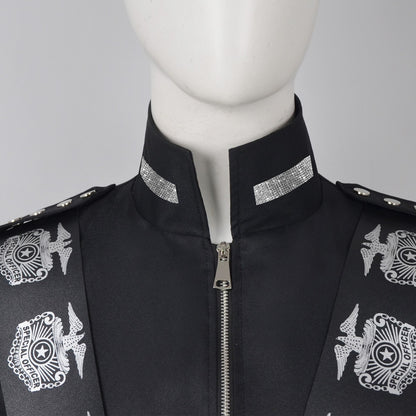 Michael Jackson BAD Tour Cosplay Costume Black Military Jacket Eagle Print Rivet — Unisex Stage Performance Outfit