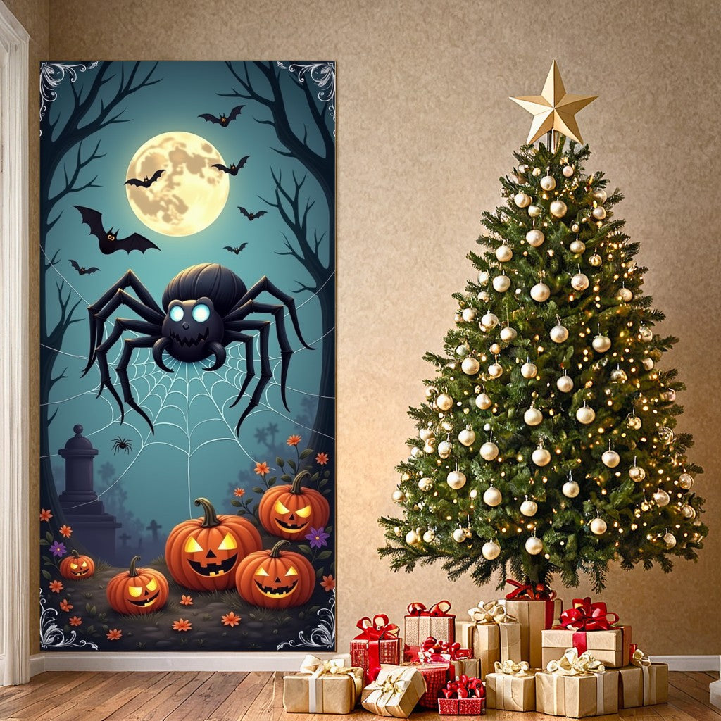 Happy Halloween Celebration Party Decoration Horror Skeleton Spooky Banner For Haunted House Door Cover Home Halloween Lining