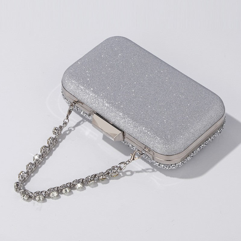 Luxury Elegant Sequined Clutch Bag Trendy Glitter Diamonds Metal Buckle Evening Bag Wedding Clutch Handbag Shoulder Bag Chain