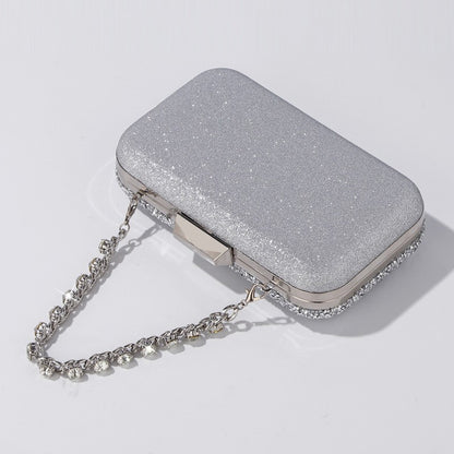 Luxury Elegant Sequined Clutch Bag Trendy Glitter Diamonds Metal Buckle Evening Bag Wedding Clutch Handbag Shoulder Bag Chain
