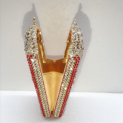 XIYUAN Popcorn Crystal Clutch Bags MINI Metal Box Minaudiere Purses Wedding Party Dinner Handbags Rhinestone Clutches Bags Gift