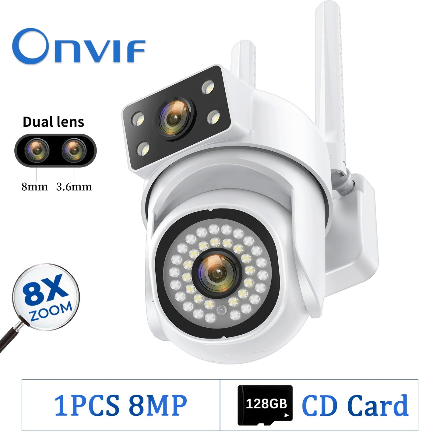 8MP 5G PTZ Dual Lens Camera Wifi IP Security Surveillance Dual Screen Video Full Color Night Vision Outdoor 6MP Cameras 8x Zoom