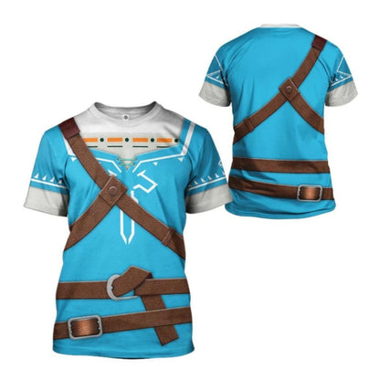 Children's Game Zelda COSPLAY Summer Breathable Round Neck T-shirt High Quality Mesh Men's Casual Short Sleeve Sportswear