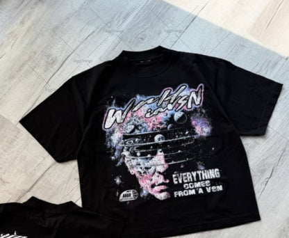 Y2K Summer Casual Loose T-shirt Men Street Hip-hop Harajuku Retro Fashion Oversized Short-sleeved High Street Fashion Clothing