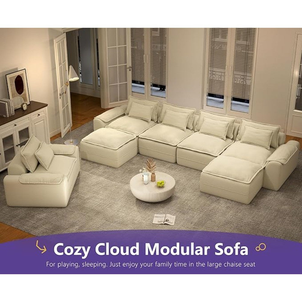 152" Cloud Modular Sectional – U-Shaped 4-Seater Couch with Ottomans, Deep Seat & Removable Cover for Living Room?