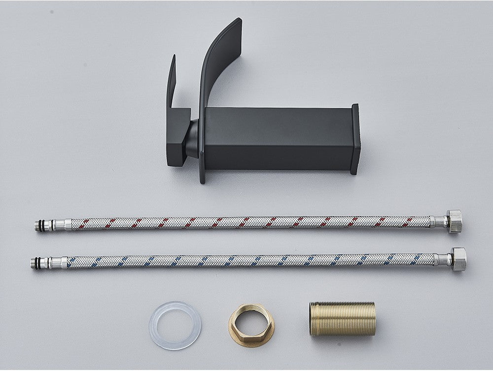 Brushed Golden Basin Faucets Elegant Waterfall Bathroom Sink Faucet Single Lever Hole Deck Mount Brass  Mixer Taps