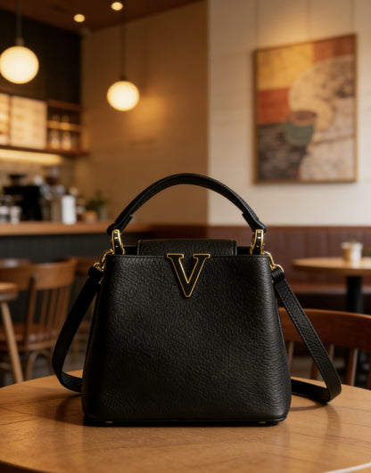 New Vintage Shoulder Bag for Women Cowhide Underarm Crossbody Bucket Bag Ladies Luxury Designer Handbags with Original Logo