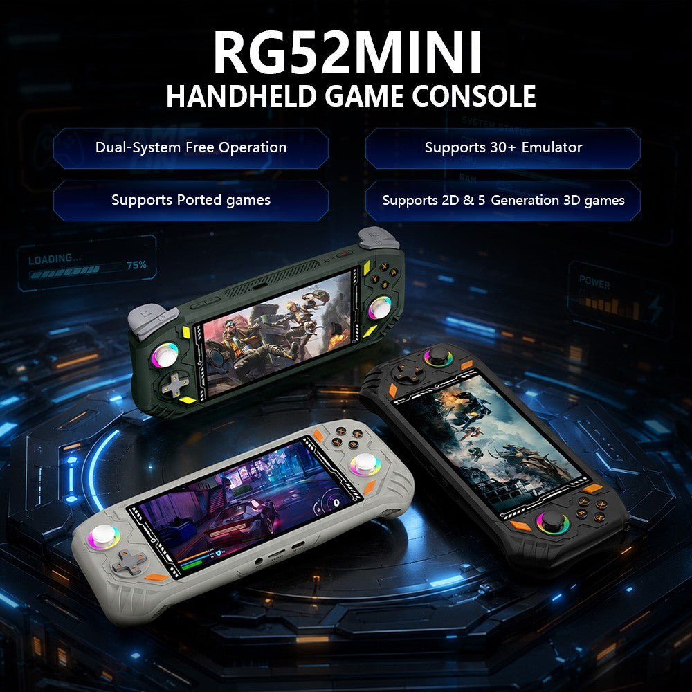 AISLPC RG52 MINI Handheld Game Console 5.5" IPS Screen 2.4G WIFI 22000+Games RK3562 Dual System Portable Handheld Video Player