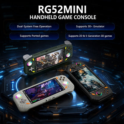 AISLPC RG52 MINI Handheld Game Console 5.5" IPS Screen 2.4G WIFI 22000+Games RK3562 Dual System Portable Handheld Video Player