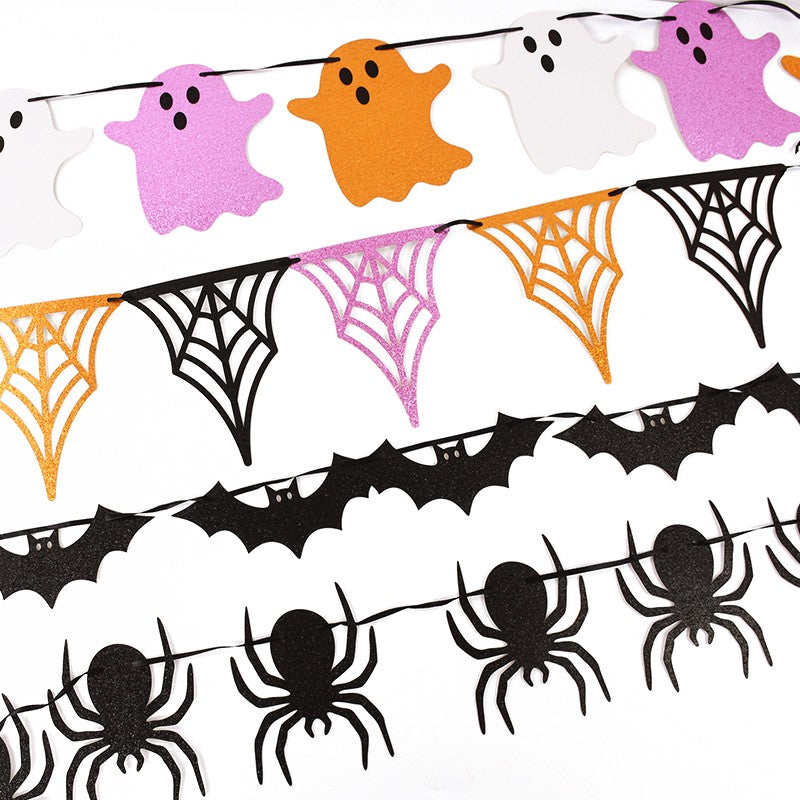 3M Halloween Paper Banner Horror Bat Spider Ghost Flag Garland Bunting For Halloween Home Party Hanging Props Decorations