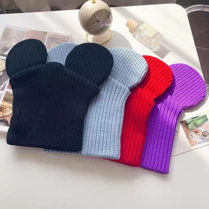 Disney Mickey Mouse Gorro de Malha Chapéu Desenho Animado Orelhas Criativas Touca de Inverno para Mulheres Homens Quente À Prova de Vento Chapéu para o Ar Livre