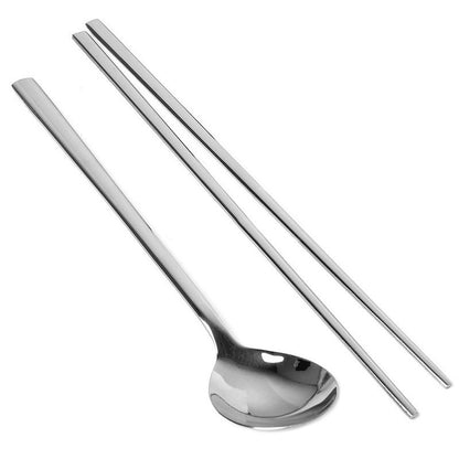 Korean Tableware Set High Quality Stainless Steel Dinner Set Colors Luxury Dinnerware Spoon Chopsticks Cutlery Small Tools