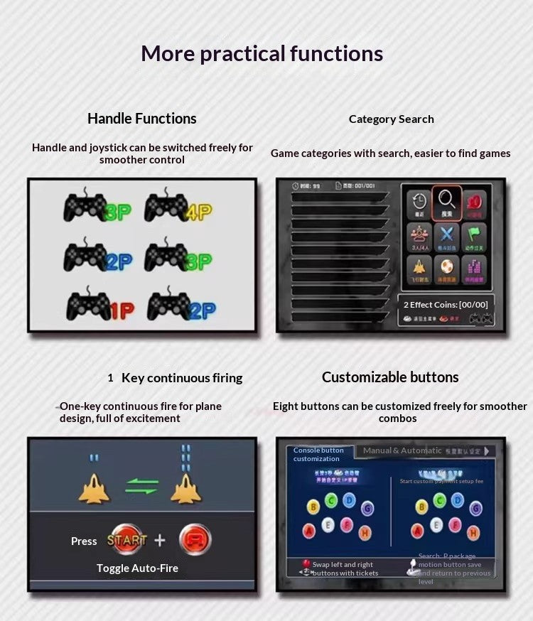 2026 New 21-inch Large Screen Home Game Console for Two-Player Fighting Built-in Games No Lag Street Fighter Arcade Game Console