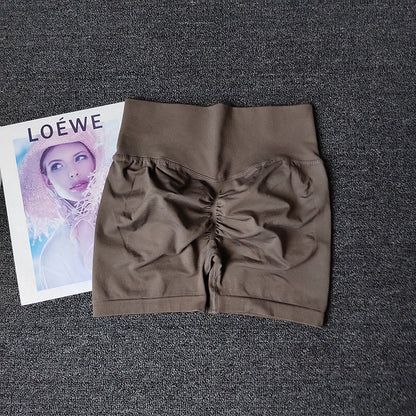 Yoga Shorts Peach Hot Girls Three-Cross Pants High Waist Knitted Pressure Running Sport Elastic Belly Lifting Butt Tight Pants