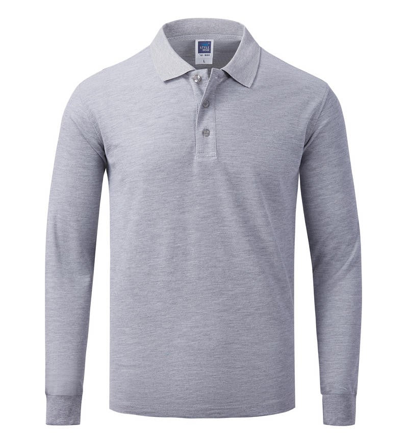 Cotton long sleeved polo shirt, men's and women's breathable spring and autumn T-shirt, printed logo embroidery workwear