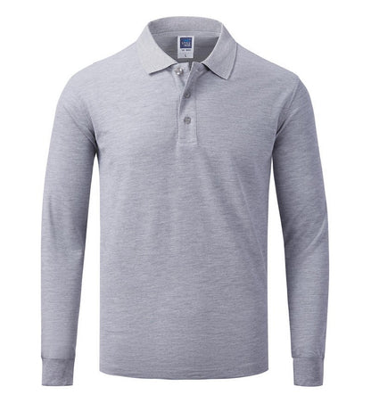 Cotton long sleeved polo shirt, men's and women's breathable spring and autumn T-shirt, printed logo embroidery workwear